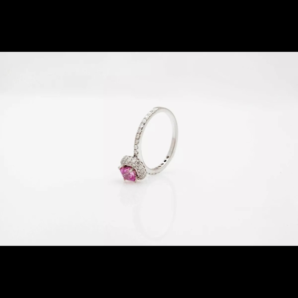 Estate 1.50ct Natural Pink Cushion Cut Sapphire Diamond 14k Gold Halo Ring